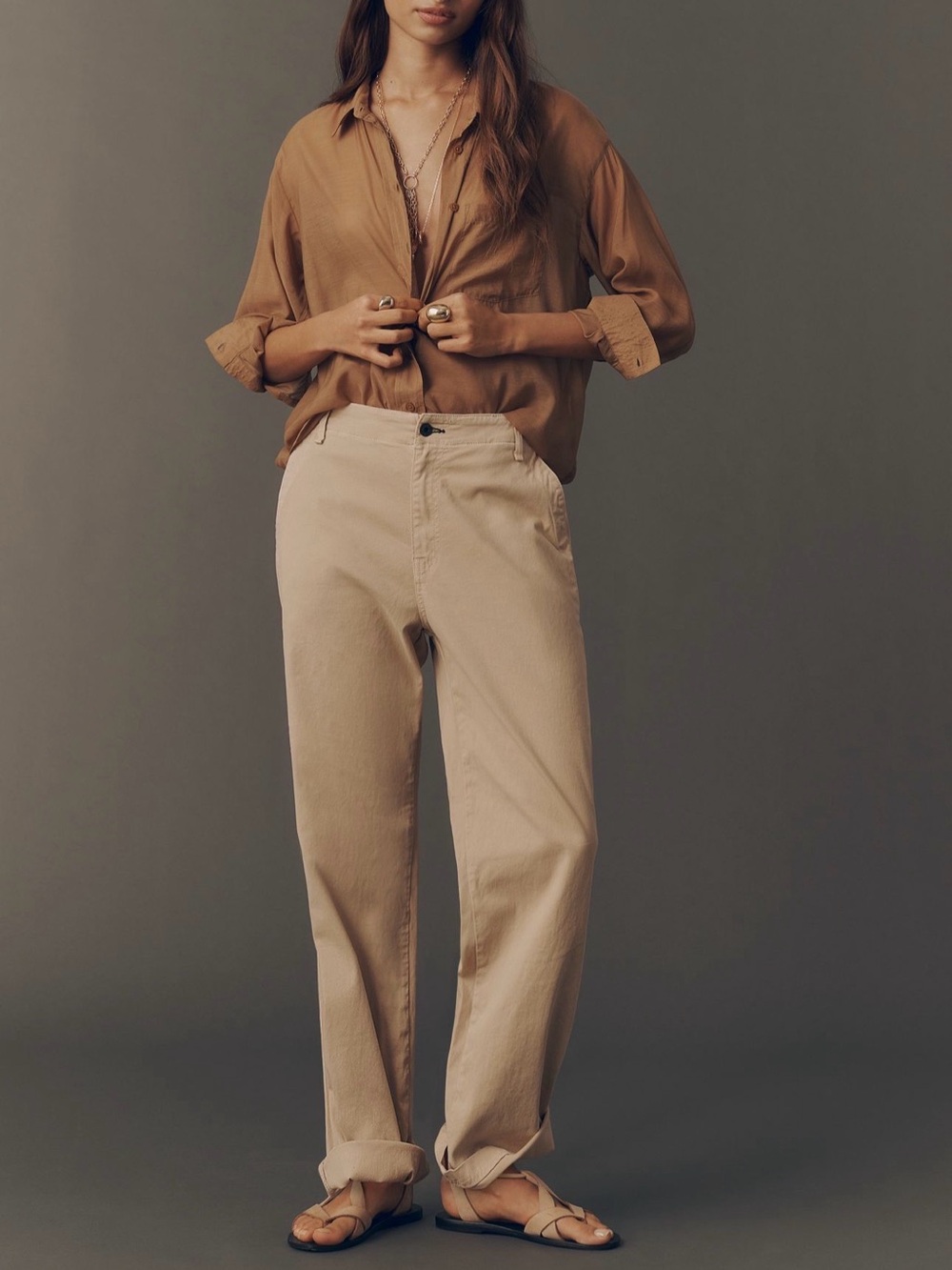 NWT ASKK NY Slouchy Chino Pants Khaki Size 26